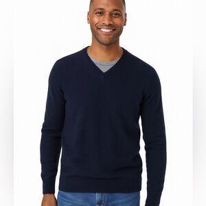 Magaschoni Cashmere V-Neck Deep Navy Blue Sweater